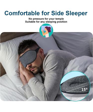 Premium 100% Light Blocking Sleep Mask for Women and Men - Luxury 3D Contoured Night Blindfold in Gray - Ideal for Side Sleepers - Breathable & Soft Eye Cover for Sleeping, Travel, Nap - Buy Online on GoSupps.com
