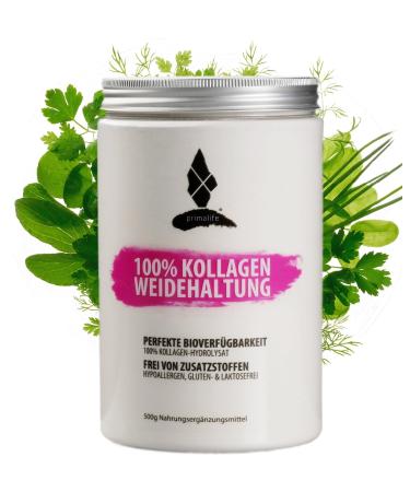 Primalife Collages Powder 500g - 100% pure collagen powder - protein powder with collagen peptides type 1 2 & 3 - high protein content - from grazing