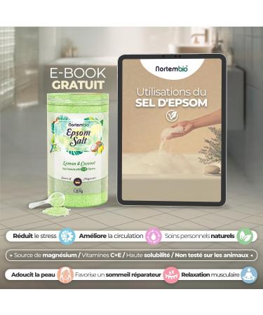 Nortembio 100% Epsom Salts Strawberry & Rose Scent 180g Natural Source of Magnesium | With Hydrating Vitamins C and E | For Relaxing Baths Spa & Skin Care + Free E-Book - Buy Online on GoSupps.com
