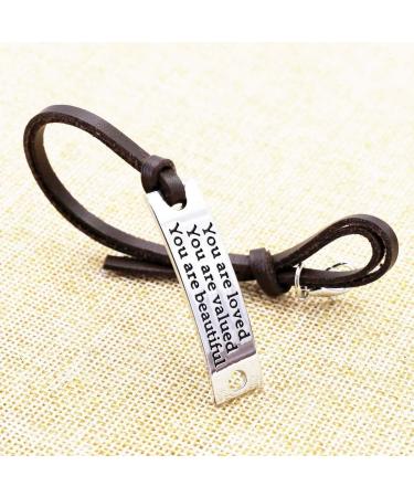 You Are Loved, Valued, Beautiful - Leather Inspirational Bracelet for Women - Perfect Gift for Mother, Daughter, Teens - Christmas/Birthday Present - Buy Online on GoSupps.com