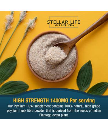 Psyllium Husk Fibre Supplement 1400mg - High Soluble Fibre, Vegan Capsules - 4 Months Supply - UK Made - Buy Online on GoSupps.com