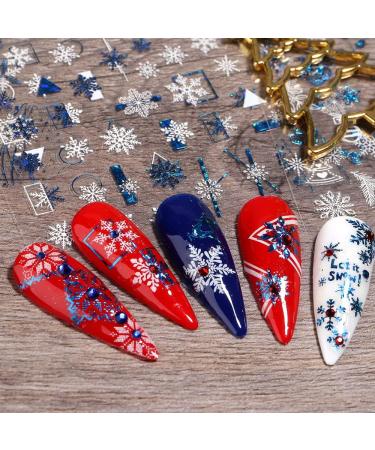 8 Sheets Christmas Nail Art Stickers Decals Self-Adhesive Laser Blue White Winter Snowflakes Nail Supplies Nail Art Design Decoration Accessories - Buy Online on GoSupps.com