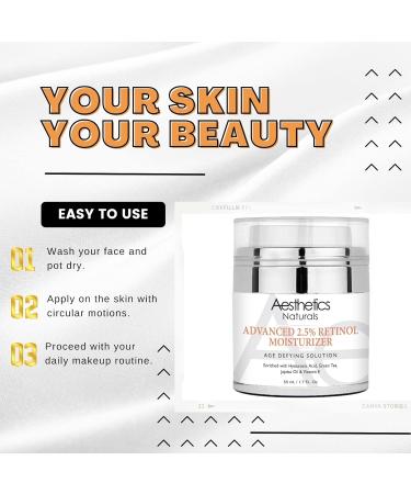 Retinol Cream - Anti-Aging Face & Neck Moisturizer with 2.5% Retinol Vitamin E Hyaluronic Acid & Organic Ingredients - Day & Night Anti-Wrinkle Cream 1.7oz - Buy Online on GoSupps.com