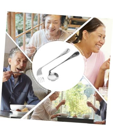 Lurrose Left-Handed Angled Cutlery Set - 5-Piece Stainless Steel Dining Fork & Training Spoon 17x4.5cm Perfect for Easy Feeding - Buy Online on GoSupps.com