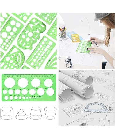 CFTfabMS 15Pcs Geometric Stencils Drawing Templates with Geometry Set - Circle, Curve, Shape Stencils with Case - Drafting Tools for Drawing Design School - Buy Online on GoSupps.com