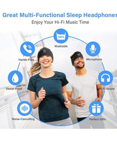 Wireless Sleep Headphones Music Headband for Side Sleepers - Ultra-Thin Stereo Speakers, Perfect for Sleeping, Workout, Yoga & Travel - Black - Buy Online on GoSupps.com
