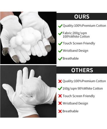 WLLHYF Moisturizing Gloves - White Cotton Touch Screen Gloves for Men & Women | Overnight Spa Cosmetics Treatment for Dry Hands | 1 Pair - Buy Online on GoSupps.com