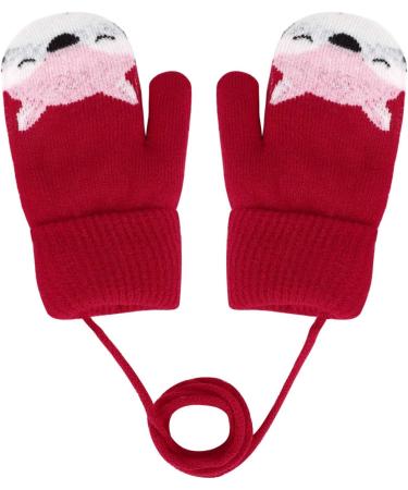 Baby Toddler Fox Knitted Magic Mittens with Furry Lining - Red, 1-3 Years - Buy Online on GoSupps.com