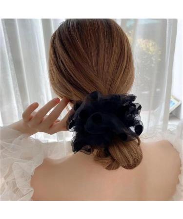 Ypkia Hair Scrunchie Cave The Lion Hair Scrunchie Women's Set Black Large Elastic Ponytail Holder for Women Girls French Style Hair Accessories (2 Pieces) - Buy Online on GoSupps.com