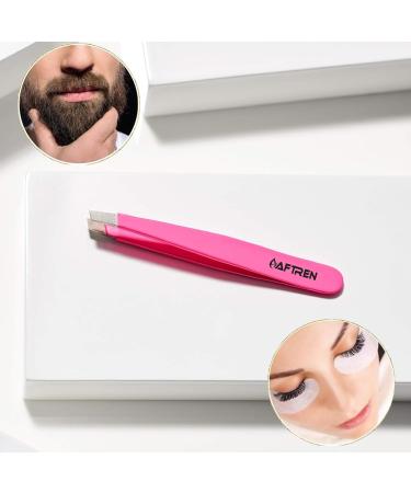 Wide Grip Slant Tweezers - German Stainless Steel - Hand-Filed Slanted Tips for Ultra-Precision - Tweezers for Eyebrows and Nose/Ear/Facial Hair - Professional Grade (Pink) - Buy Online on GoSupps.com