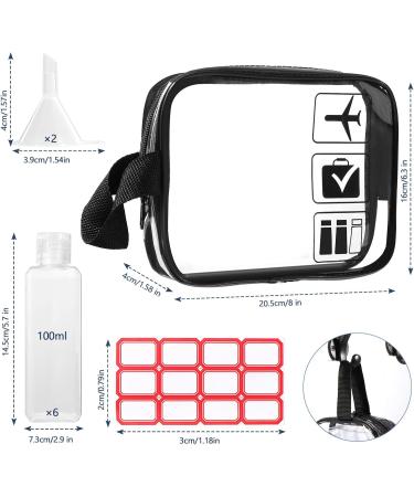 Diboniur Cultural Bags - 10-Part Aircraft Travel Set | 6 Travel Bottles 100ml & Funnels | Essential Accessories for Shampoo Cream Liquid & Lotion - International Shipping Available - Buy Online on GoSupps.com