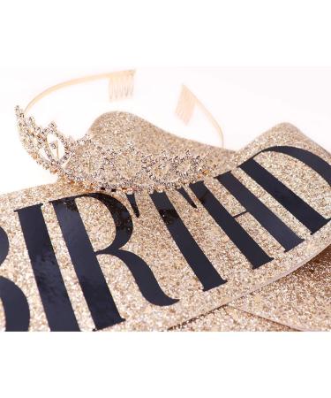 Birthday Girl Sash & Rhinestone Tiara Kit - Gold Glitter Set for Women | Birthday Party Supplies - Buy Online on GoSupps.com