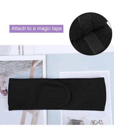 Facial Spa Headband - 2 Pcs Makeup Shower Bath Wrap Sport Headband Terry Cloth Adjustable Stretch Towel with Magic Tape Black+Black - Buy Online on GoSupps.com