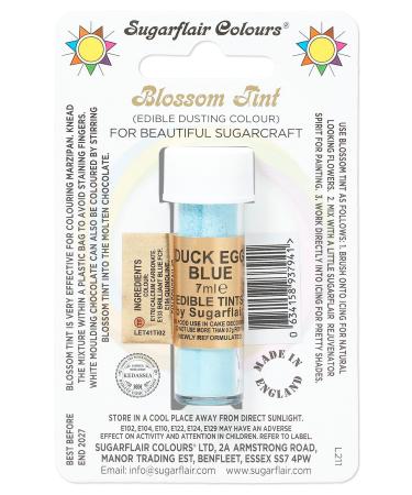 Sugarflair Duck Egg Blue Blossom Tint Food Colouring and Dusting Powder Matt Finish Brush On or Mix with Rejuvenator Spirit to Create a One of A Kind Cake - 7ml
