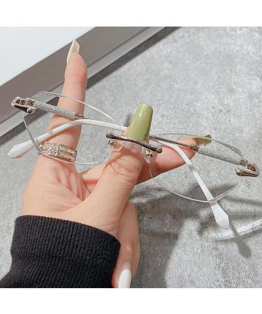 Zanlion Women's Diamond Rimless Anti-Blue Light Bifocal Reading Glasses - Ultra Light Silver (+1.50) - Buy Online on GoSupps.com