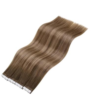 Shop Laavoo 60cm Real Hair Extensions - Ombre Brown Tape-in Balayage | 20 Pieces 50g #8/16/8 - Buy Online on GoSupps.com