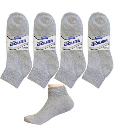 ATB 12 Pairs Diabetic Crew Socks - Health Cotton, Loose Fit Top (Grey) - Buy Online on GoSupps.com