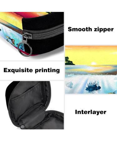 GIAPB Period Bag - Sanitary Napkin Storage & Makeup Pouch (Beach Fish Landscape Color) - Buy Online on GoSupps.com