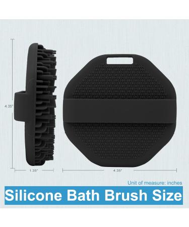 Silicone Body Scrubber with Non-Slip Handle - Travel Friendly Shower & Body Wash Scrubber (Black) | International Shipping - Buy Online on GoSupps.com