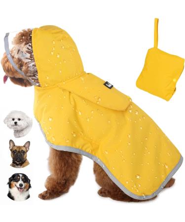 Eyin waterproof dog rain coat raincoat for small dogs with soft lining and hood adjustable hundred jacket with reflective stripes for walks windproof and light S