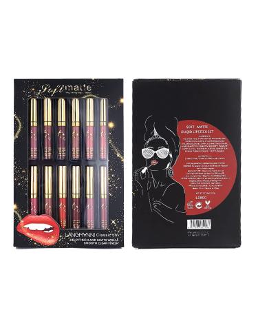 Velvety Matte Liquid Lipstick Set - Waterproof, Long-Lasting, Non-Stick Cup Formula - 12PCS Nude Lip Gloss Collection - Buy Online on GoSupps.com