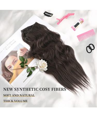 Mabufun Halo Hair Extensions Invisible Wire Hair Extensions 4 Secure Clips Hair Extensions 20 Inch Long Wavy Hairpieces for Women (Dark Brown 20 Inch) - Buy Online on GoSupps.com