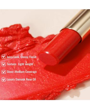 Oulac Moisturising Red Lipstick - Hydrating Lip Balm for Dry Lips | Medium Coverage Lip Colour with Juicy Glossy Finish - Vegan & Cruelty-Free Formula - Buy Online on GoSupps.com