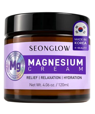 Magnesium Cream for Sleep & Leg Cramps: Fast-Absorbing Lotion with Lavender & Shea Butter, promotes relaxation for kids and adults, 4.06 Fl Oz Made in Korea Lavender 4 Fl Oz (Pack of 1)