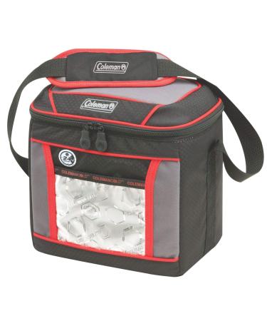 Coleman Soft Cooler Bag | Keeps Ice Up to 24 Hours | Insulated Lunch Cooler with Adjustable Shoulder Straps | Great for Picnics, BBQs, Camping, Tailgating & Outdoor Activities 9 Can Red