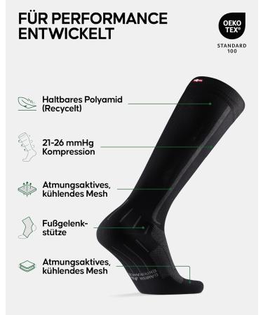 Danish Endurance Compression Stockings & Sports Socks | 21-26 mmHg Support for Men & Women | Thrombosis Socks in Black/Gray (39-42) - Shop Now! - Buy Online on GoSupps.com