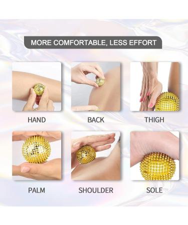 6 Magnetic Hedgehog Massage Balls & 10 Acupressure Rings - Gold Stress Relief Yoga Massage Set - Buy Online on GoSupps.com