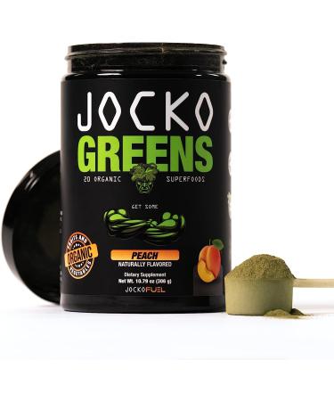 Jocko Fuel Greens Powder (Peach Flavor) - Greens & Superfood Powder for Healthy Green Juice - Keto Friendly with Spirulina  Chlorella  Digestive Enzymes  & Probiotics - 30 Servings - Buy Online on GoSupps.com