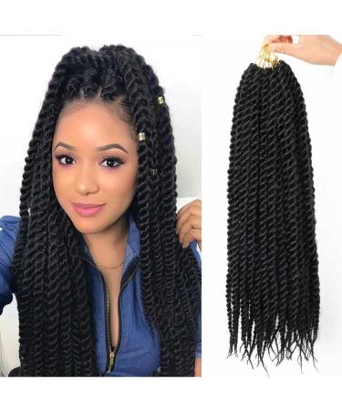 7 Pack Havana Twist Crochet Hair 22 Inch Senegalese Twist Crochet Braids Crotchet Twist Hair Pre Looped, Low Temperature Hair (22 Inch, 1B) 22 Inch 1B