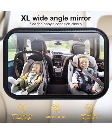 Evcgox 360 Rotatable Baby Car Mirror - Large Vision Back Seat Acrylic Mirror for Safe Parenting - Buy Online on GoSupps.com