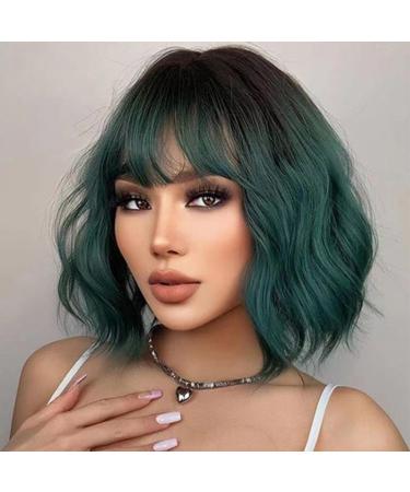 Testar 14 inch short bob wig with pony for women green ombre wig shoulder length synthetic cosplay wig colorful for everyday use - Buy Online on GoSupps.com