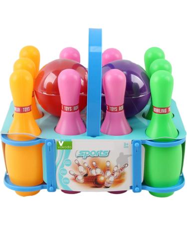 Vokodo 12-Piece Deluxe Toy Bowling Play Set with 10 Pins, 2 Balls, Carrying Case - Educational Indoor Sport Game for Toddlers - Buy Online on GoSupps.com