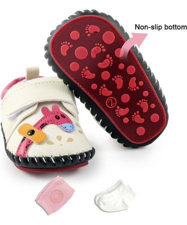 Baby Shoes PU Leather 12-18 Months | Giraffe White Toddler Shoes for Girls and Boys - Buy Online on GoSupps.com