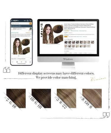 Vivien Brown Treat Real Hair Extensions - Remy Balayage 50cm | 100g Tress Extensions in Brunette to Chestnut Brown & Golden Brown #2/6/18 - Buy Online on GoSupps.com