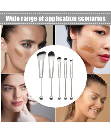 Beadable Makeup Brushes Synthetic Kabki Foundation Blending Brush Face Powder Blush Concealers Eye Shadow Brushes Face Mcsk Shadow Cosmetic Brushes For Girls Silver handle - green pcak hair on white background - Buy Online on GoSupps.com