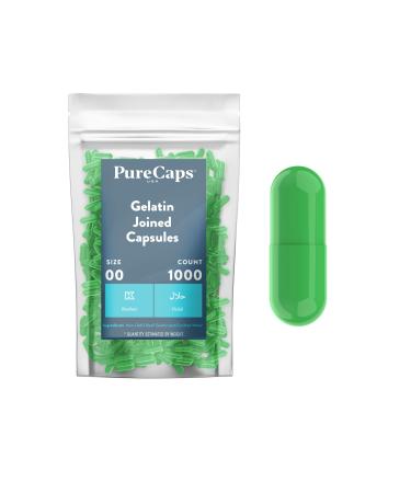 PureCaps USA - Size 00 Empty Apple Green Gelatin Pill Capsules - Fast Dissolving and Easily Digestible - Preservative Free with Natural Ingredients - (1 000 Joined Capsules)