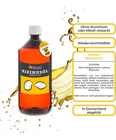  mituso mituso Castor Oil - 2000 ml - 100% Pure Cold-Pressed Oil - Native Ph. Eur. Eyelash Serum - Natural Hair Oil - Buy Online on GoSupps.com