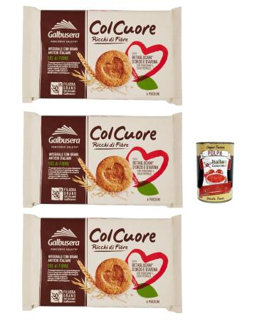 Italian Gourmet E.R. Galbusera Col Cuore - High Fibre Biscuits with Barley and Oat Beta Glucans - 300g + Italian Gourmet Polpa 400g
