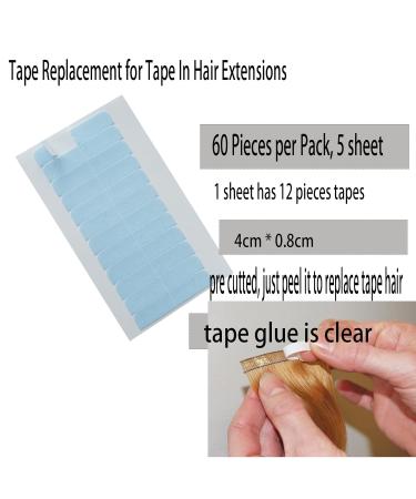 Buy Tape in Hair Extensions Replacement Tape - 60 Double-Sided Tabs | No Residue 4x0.8 cm - Ideal for Long-Lasting Hair Extensions - Buy Online on GoSupps.com