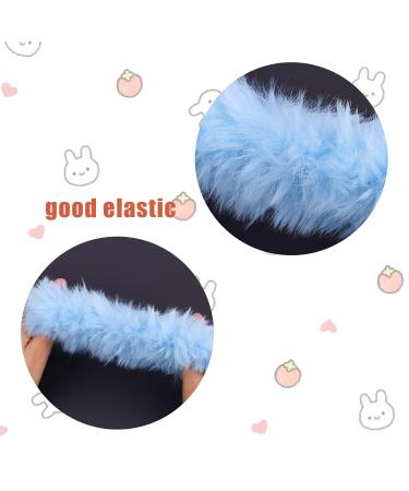 KINBOM Faux Fur Hair Ties - 2 Pack Blue Elastic Pom Poms for Girls | International Shipping Available - Buy Online on GoSupps.com