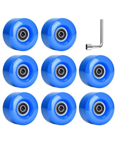 TOBWOLF 8 Pack 58mm x 32mm / 65mm x 36mm Quad Roller Skate Wheels with ABEC-9 Bearings Durable Wear-Resistant PU Wheels Replacements Double-Row Roller Skating Accessories Blue 58mm x 32mm
