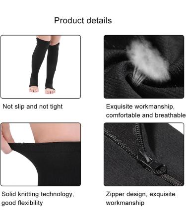 Compression Socks for Varicose Veins | Durable Calf & Knee Support | Zip Design for Men & Women (L/XL - Black) - Buy Online on GoSupps.com