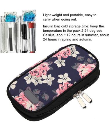 Kadimendium Insulin Cold Storage Bag - Waterproof Eco-Friendly Cool Bag for Patient Care (Black Red Flower) - Buy Online on GoSupps.com