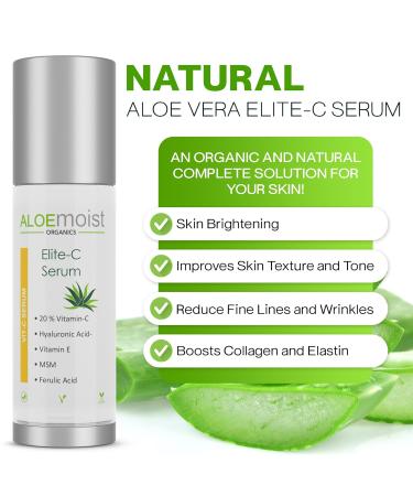 Elite Vitamin C Serum with Hyaluronic Acid & Aloe Vera - Anti-Aging Pore Minimizer Dark Spot Corrector for Face (.5 fl oz - Buy Online on GoSupps.com