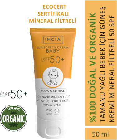 INCIA Natural Baby Sun Cream - High protection SPF50 UVA UVB 50ml - Buy Online on GoSupps.com