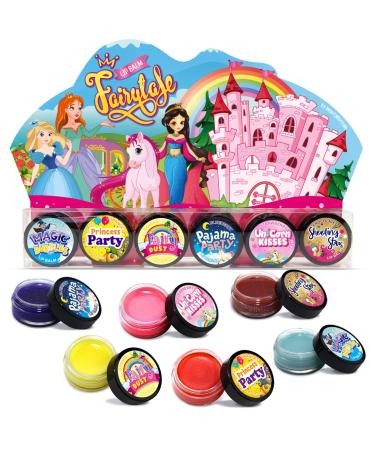 Beauty4Britain Princess Fairy Tale Lip balm Set for children - nourishing transparent shiny fruity and chocolate fragrance - lip balm set for girls (princess) Princess